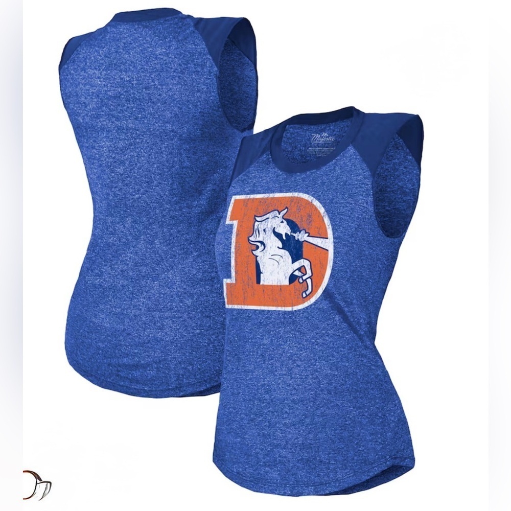 Majestic Threads Women’s Denver Broncos Royal Retro Muscle Tank - size S - Picture 6 of 6